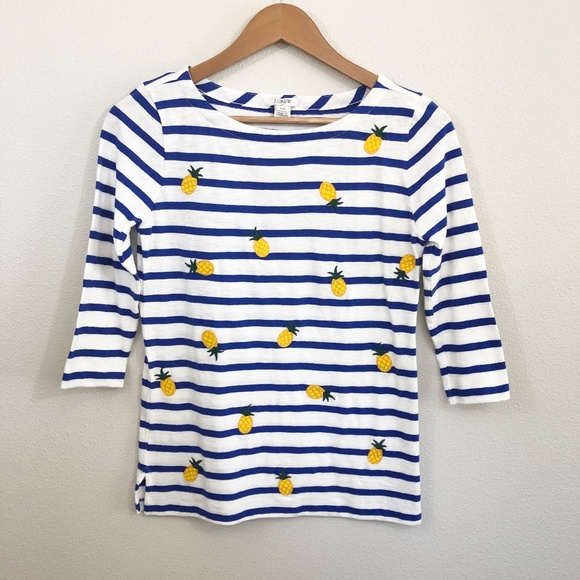 J. Crew Factory Embroidered Pineapple Top - Picture 1 of 6